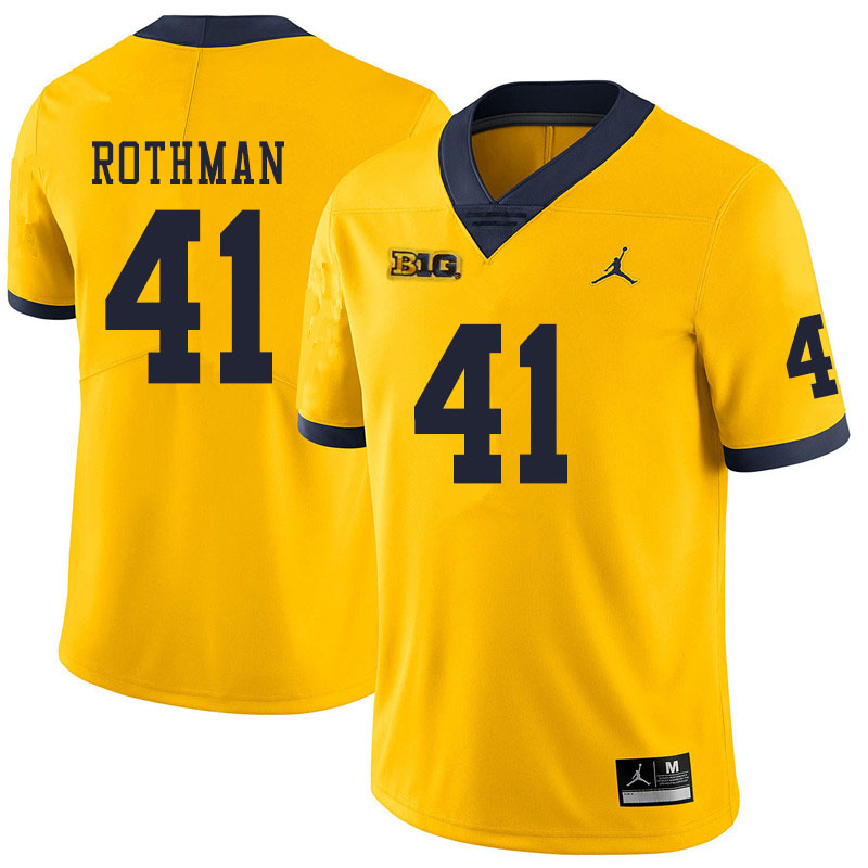Men #41 Quinn Rothman Michigan Wolverines College Football Jerseys Sale-Yellow